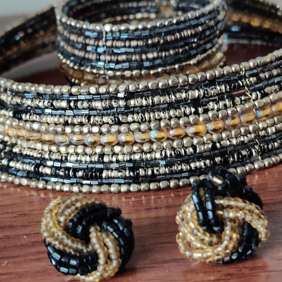Cleopatra style glass seed beads jewelry set - Picture 5 of 15
